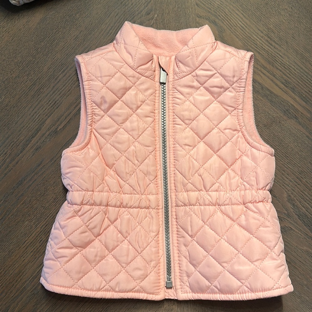 Old Navy baby 12-18 months quilted fleece lined pink vest